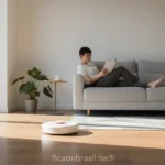 Aspirador robô Xiaomi limpando sala