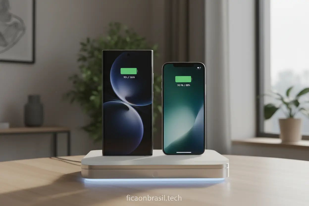 Bateria e Carregamento de Smartphones O Galaxy S26 Ultra é melhor que iPhone em bateria? Veja o carregamento.