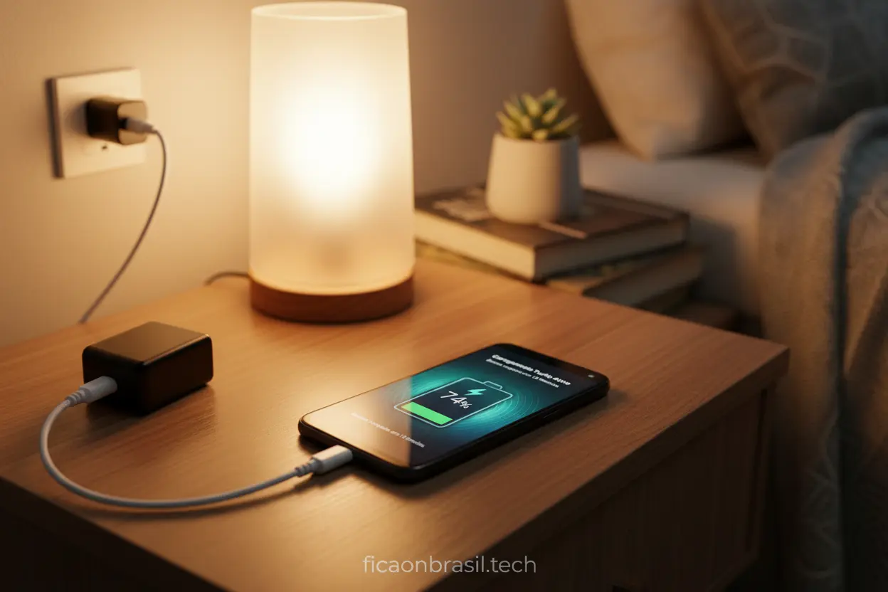 Bateria Moto G06 e Moto G05 Smartphone Moto G06 vs Moto G05 carregando rapidamente em uma mesa.