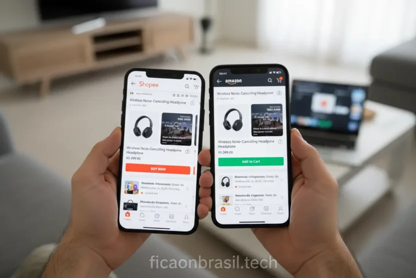 Comparação de preços entre Shopee e Amazon online