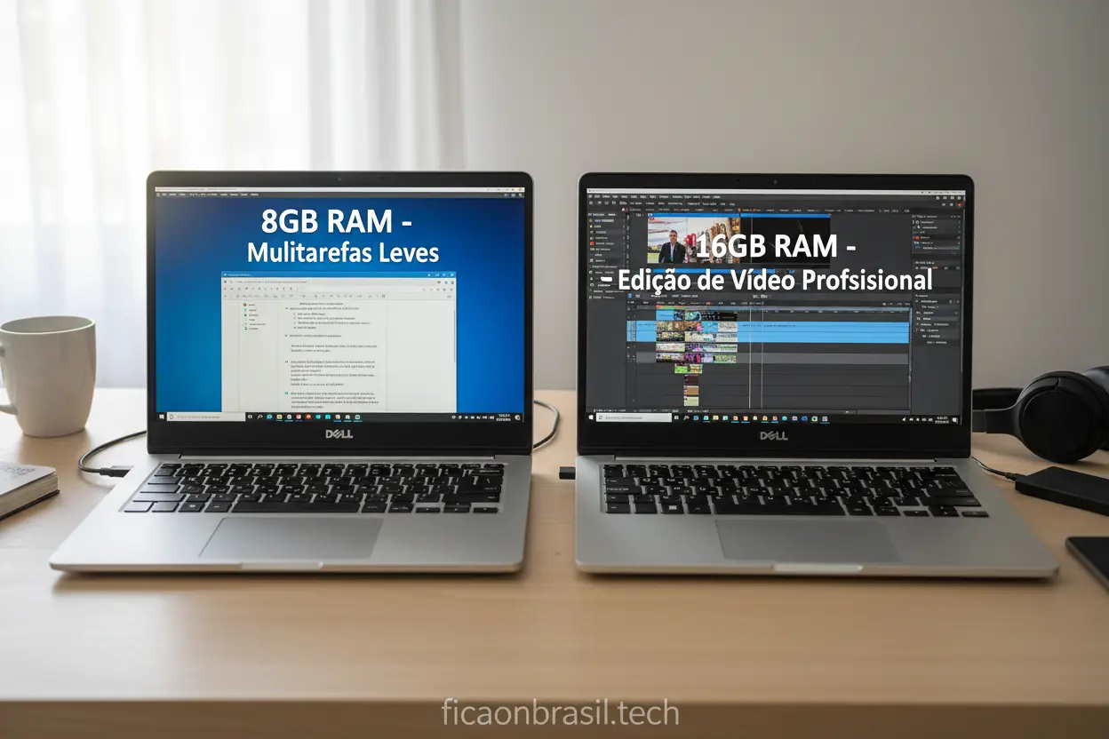 Dell 8GB RAM para uso diário Mulher usando notebook Dell 8GB RAM para trabalho e lazer