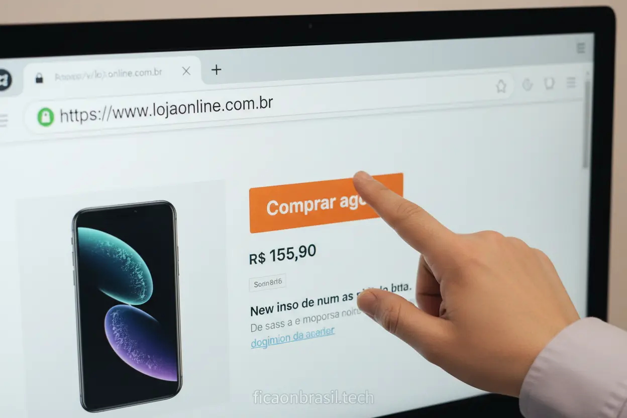 Tela de computador com site de compra segura