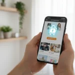 Pessoa comprando online com segurança.