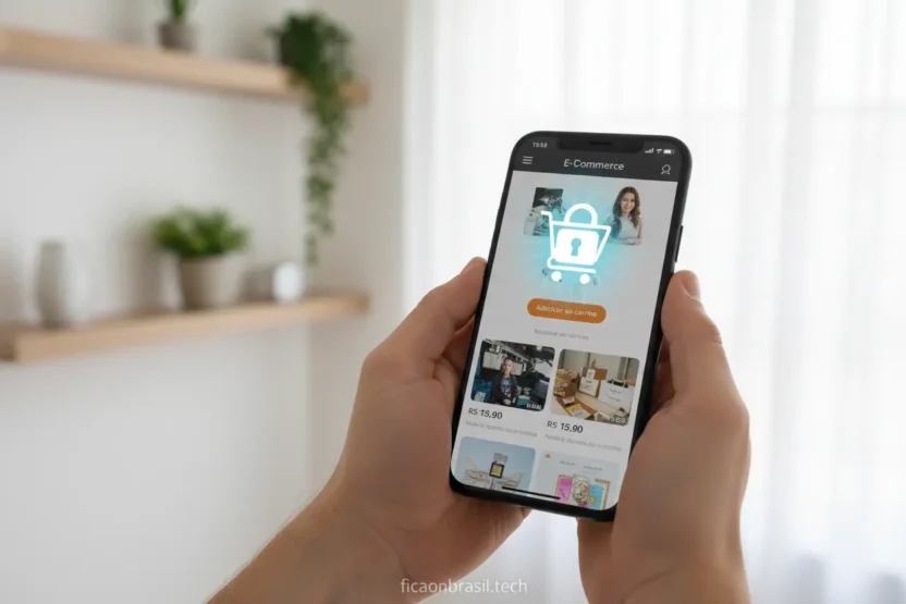 Pessoa comprando online com segurança.