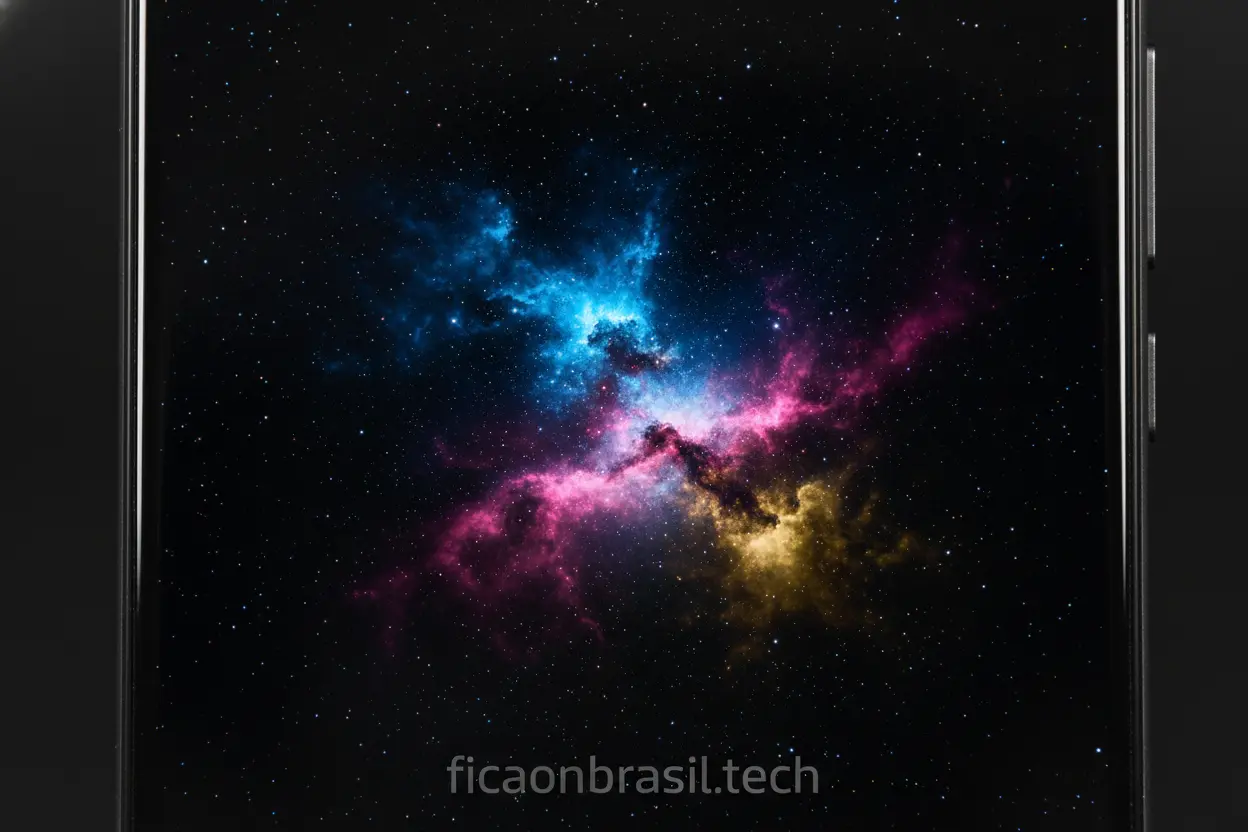 Tela AMOLED do Galaxy S26 Ultra com cores vibrantes e pretos profundos.