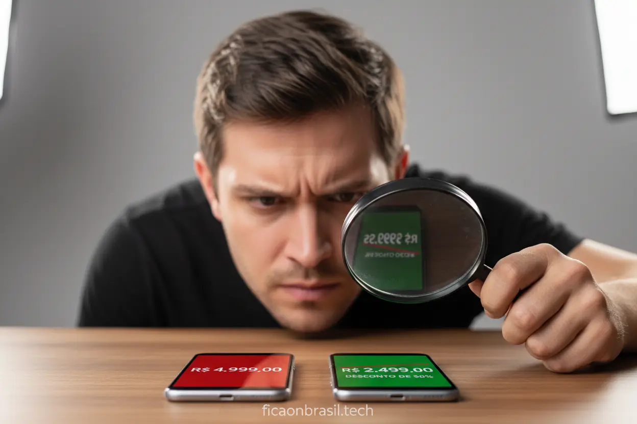 Pessoa analisando ofertas e descontos de smartphones