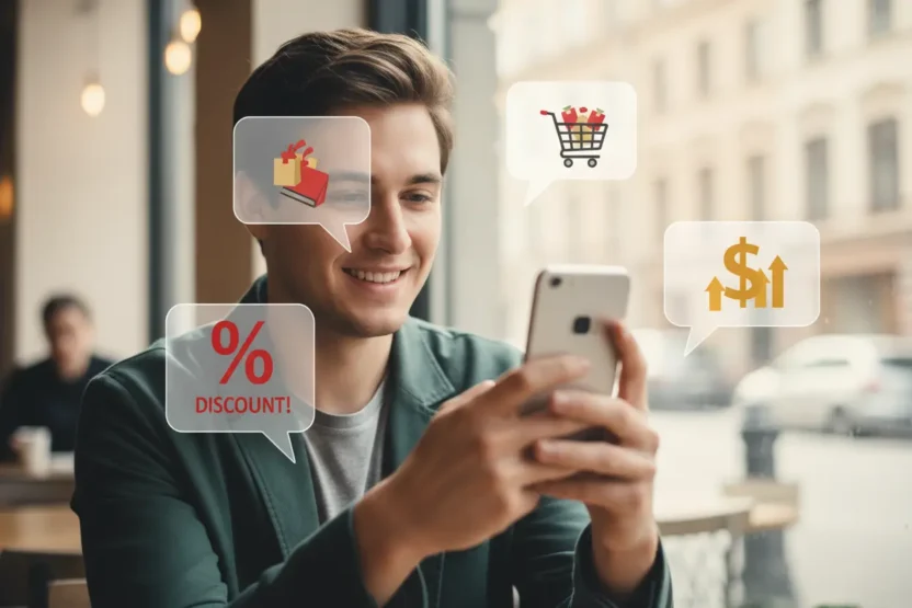 Pessoa economizando ao comprar smartwatch online.