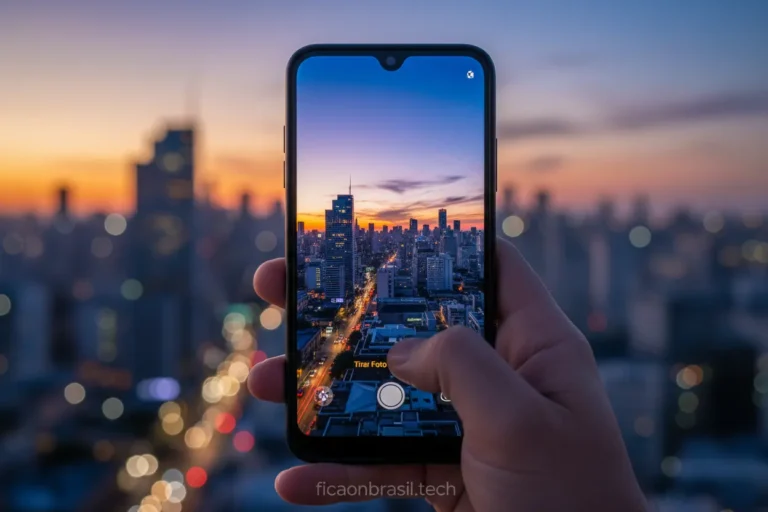 Pessoa fotografando com Galaxy A07, câmera 50MP