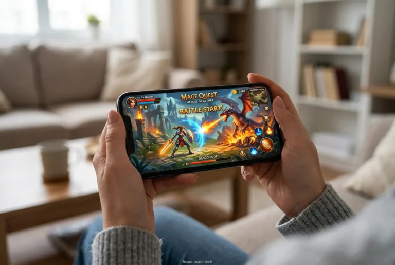 Pessoa jogando em um Samsung Galaxy A07