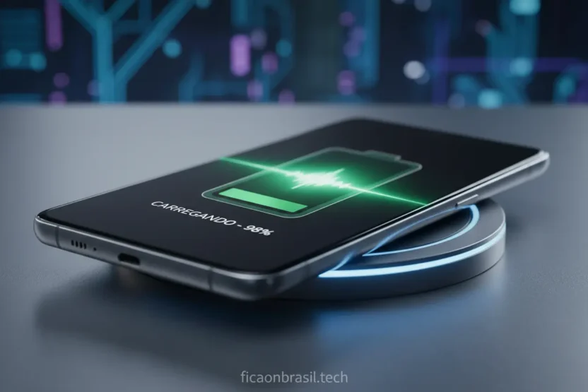 Smartphone Galaxy S26 Ultra em carregamento rápido