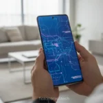 Pessoa segurando o Galaxy S26 Ultra, tela ligada.