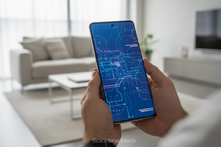 Pessoa segurando o Galaxy S26 Ultra, tela ligada.