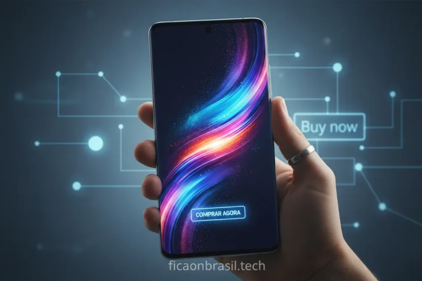 Pessoa segurando um Galaxy S26 Ultra com tela brilhante.