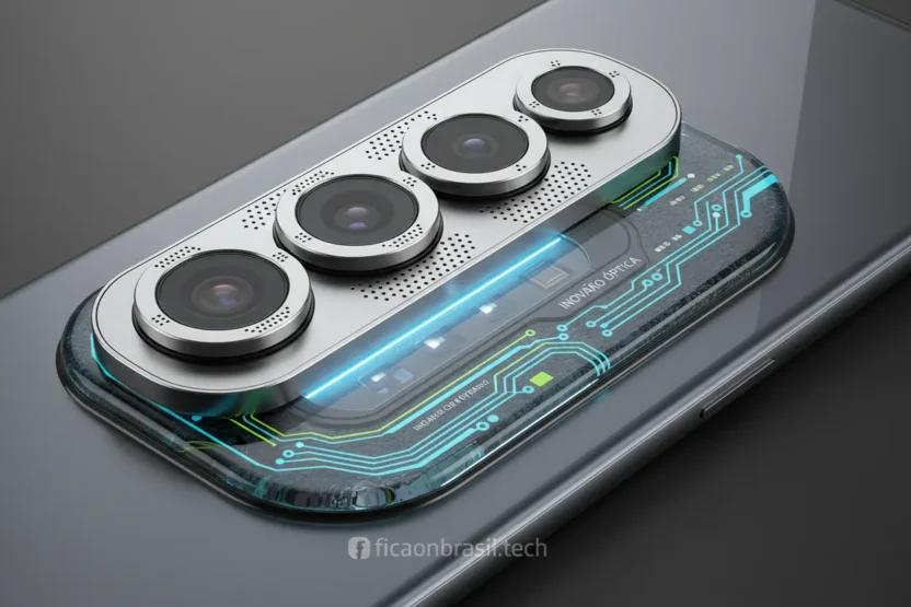 Detalhe da câmera e design inovador do Galaxy S26 Ultra