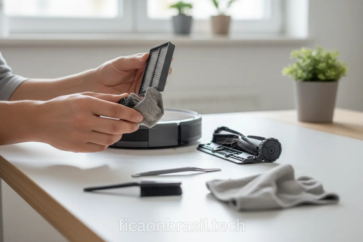 Manutenção Robô Aspirador Xiaomi Melhor robô aspirador Xiaomi - limpeza de filtro