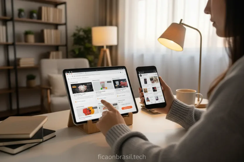 Pessoa comprando Moto G06 128GB online