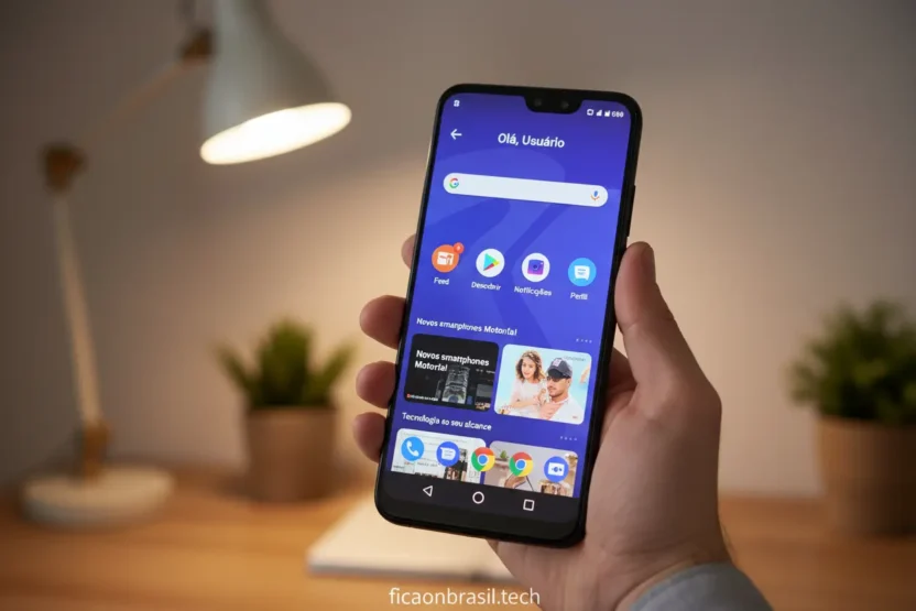 Smartphone Motorola Moto G06 128GB sendo usado.