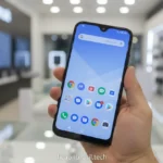 Pessoa segurando um Motorola Moto G06 128GB com tela ligada