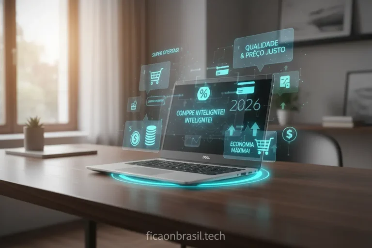 Notebook Dell bom e barato 2026 em destaque sobre uma mesa moderna.