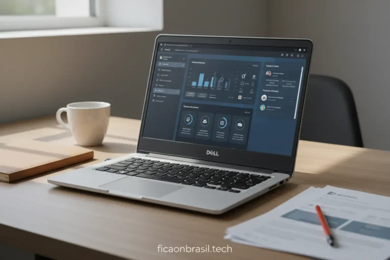 Notebook Dell i7 moderno em mesa de escritório