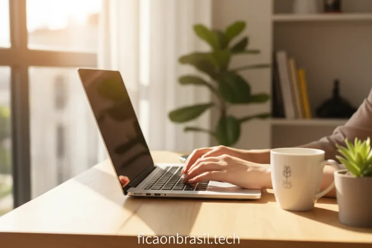 Notebook Dell em mesa de home office com teclado e mouse