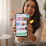 Pessoa feliz com Samsung Galaxy A07 128GB