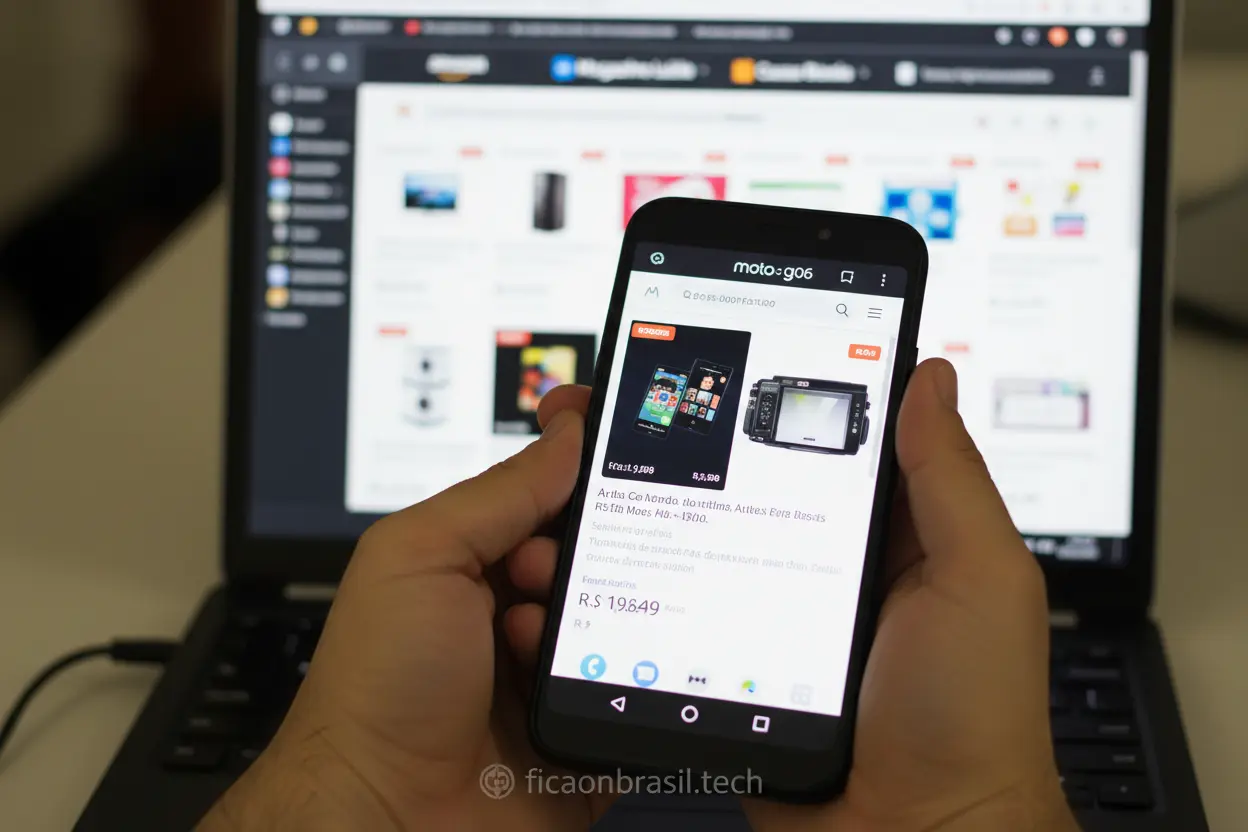 Onde Comprar Moto G06 Barato Mãos comparando preços do Moto G06 em várias lojas online.
