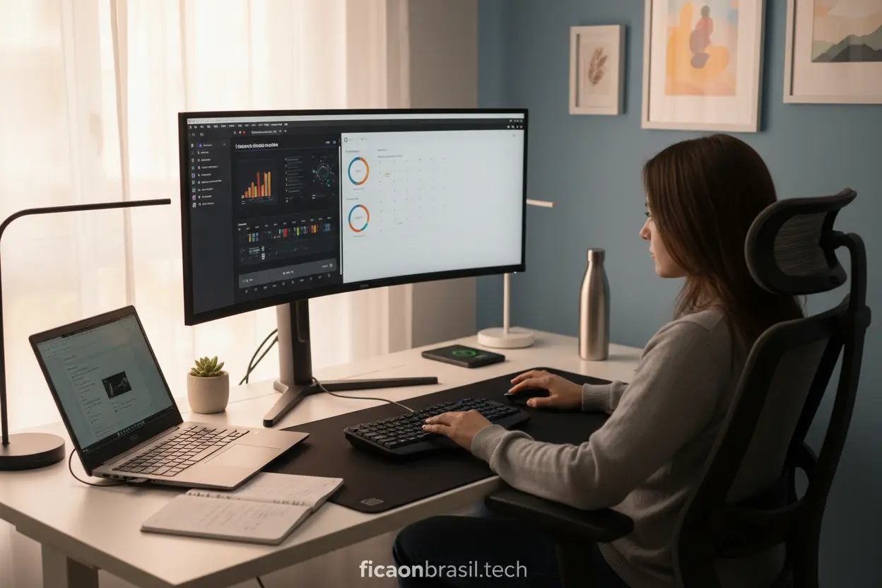 Otimizando Seu Home Office com Dell Notebook Dell para home office otimizado com monitor