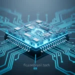 Chip do iPhone 17 com luz azul