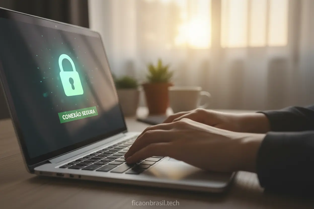 Proteção de Dados Online Usuário protegendo dados com senha forte.