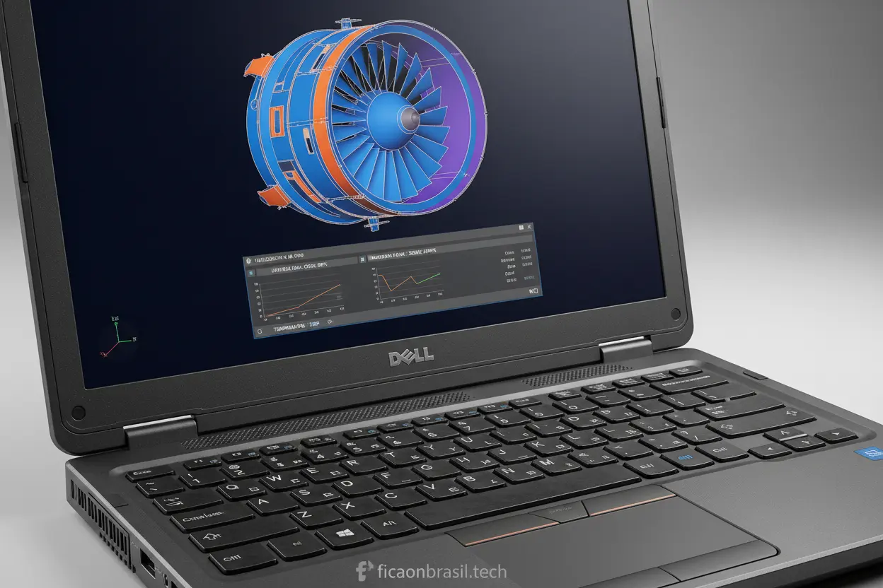 Detalhe de teclado e tela de notebook Dell de alta performance