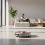 Robô aspirador de pó automático em sala moderna