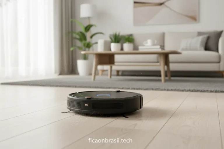 Robô aspirador Xiaomi limpando sala