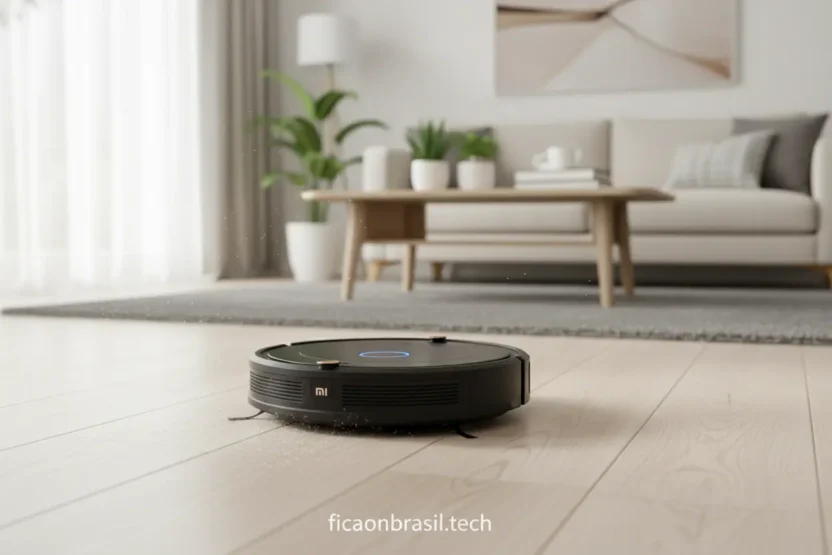 Robô aspirador Xiaomi limpando sala