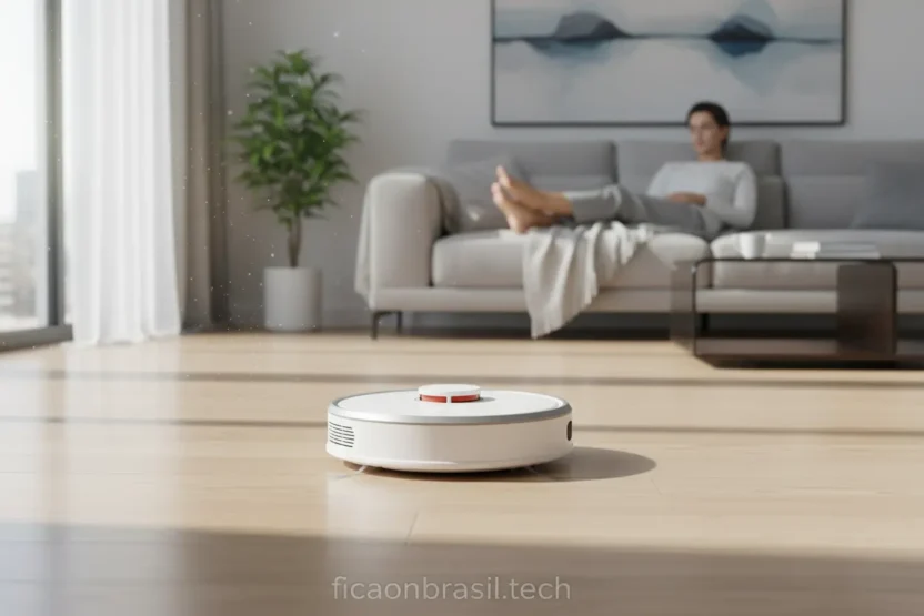 Robô aspirador Xiaomi S40C limpando sala de estar