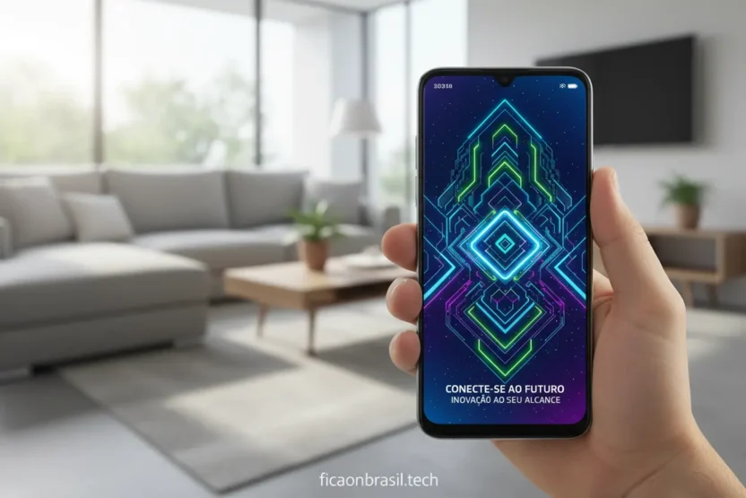 Smartphone Samsung Galaxy A07 2026 na mão de uma pessoa.