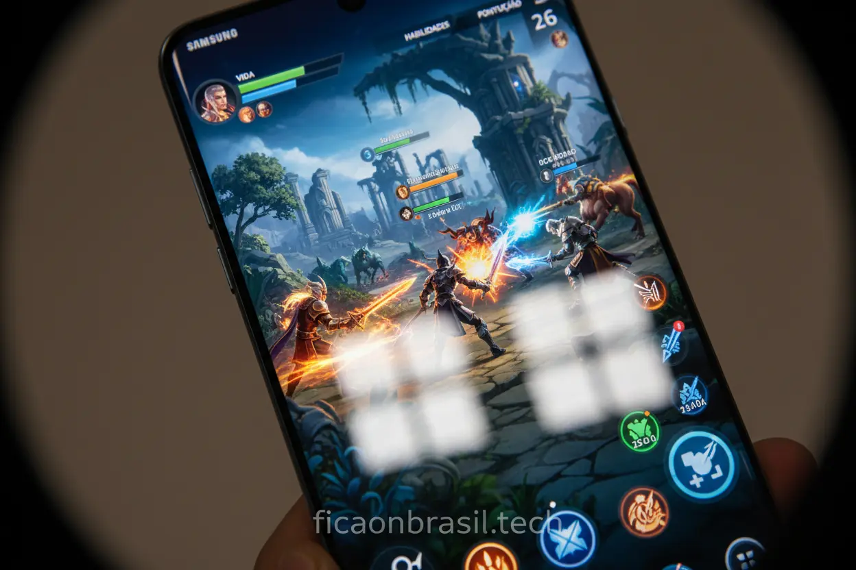 Tela Imersiva S26 Ultra Tela do Galaxy S26 Ultra com cores vibrantes em jogo