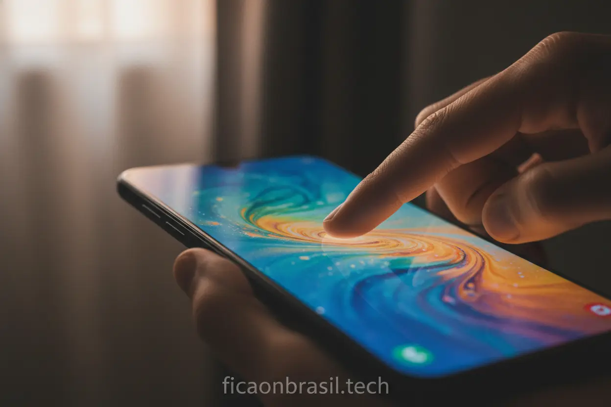 Tela do Celular Samsung Galaxy A07 exibindo conteúdo colorido