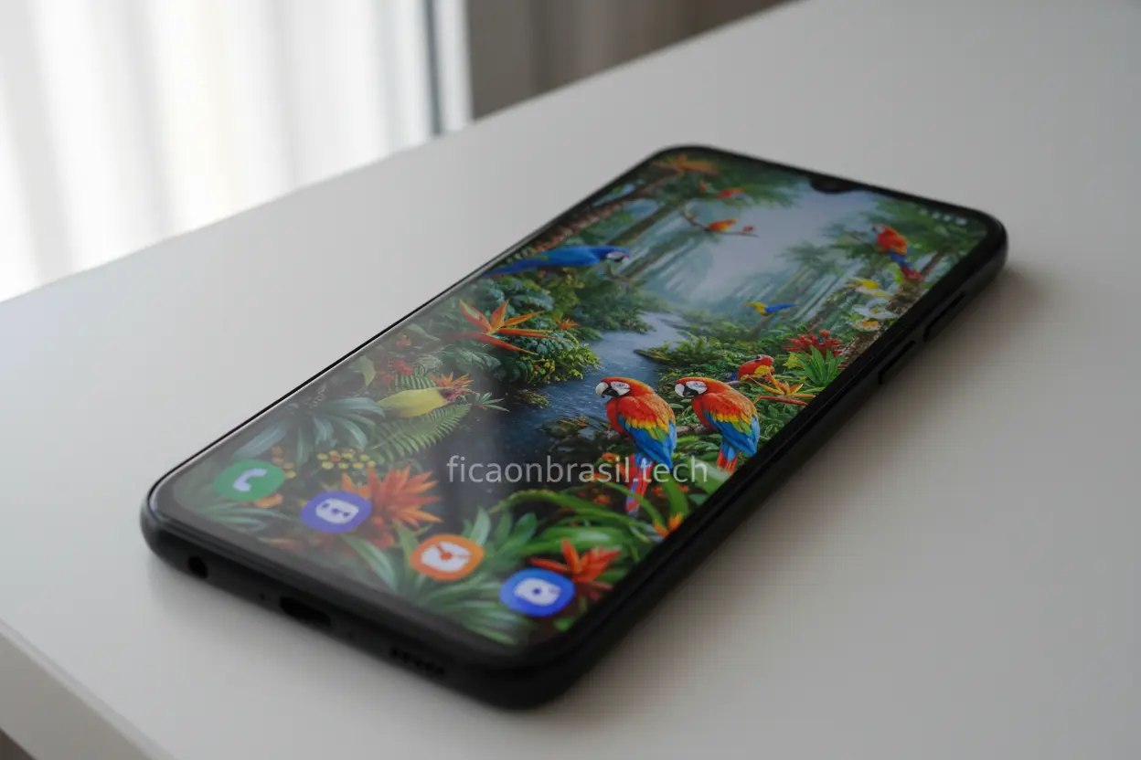 Tela Vibrante do Galaxy A07 Tela do Samsung Galaxy A07 128GB exibindo imagem colorida