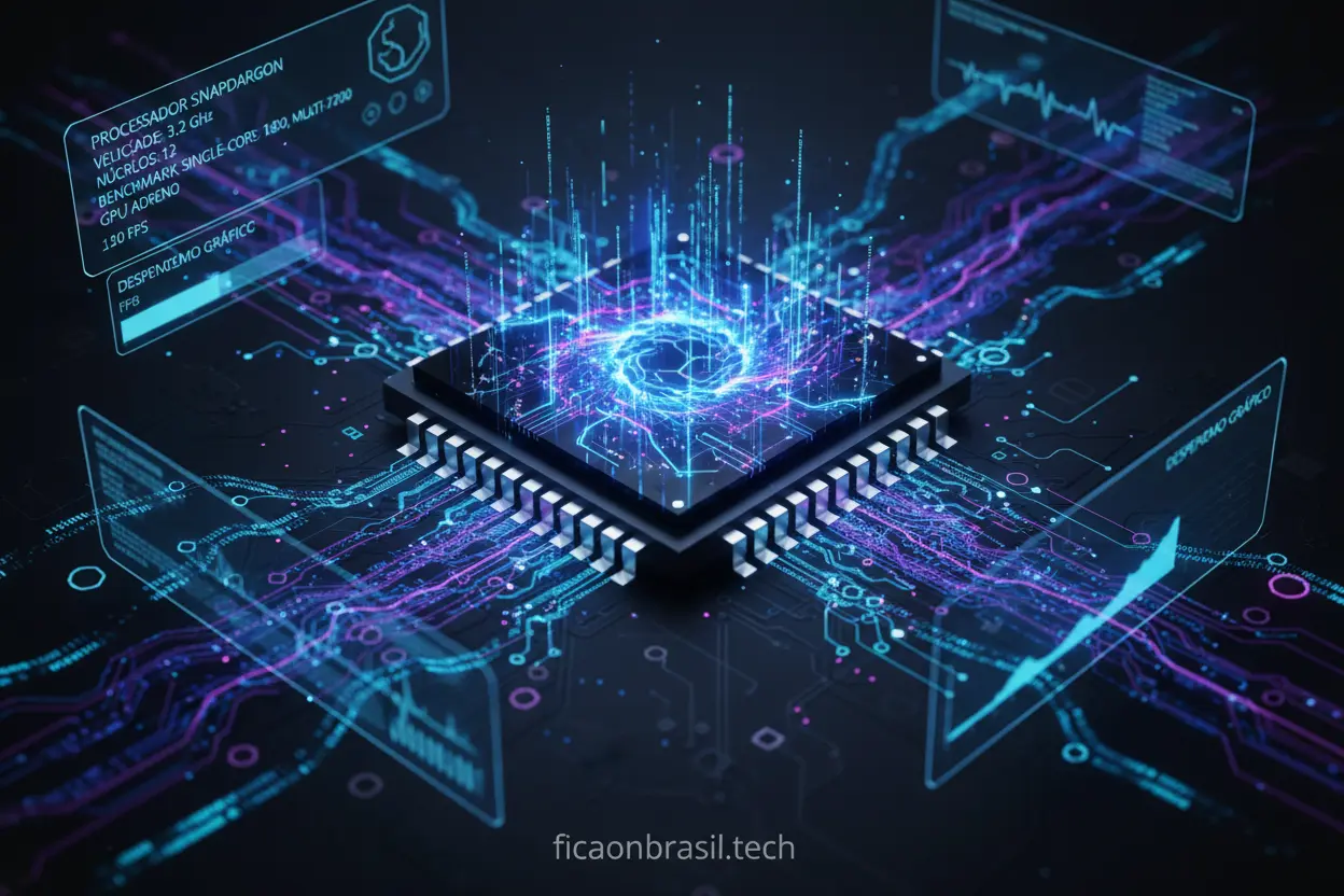 Chip Snapdragon: O Coração do Desempenho Microchip Snapdragon com luzes digitais