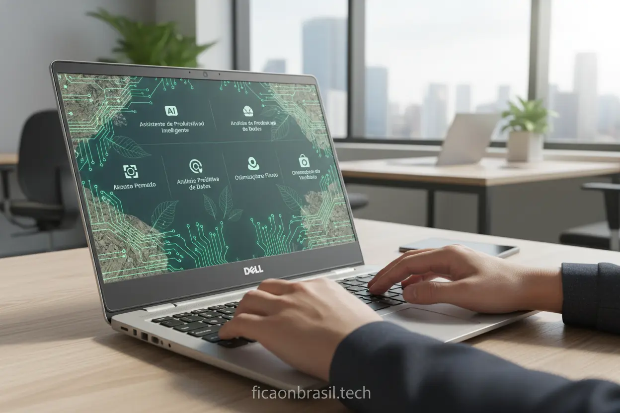 Recursos de inteligência artificial em notebook Dell e sustentabilidade