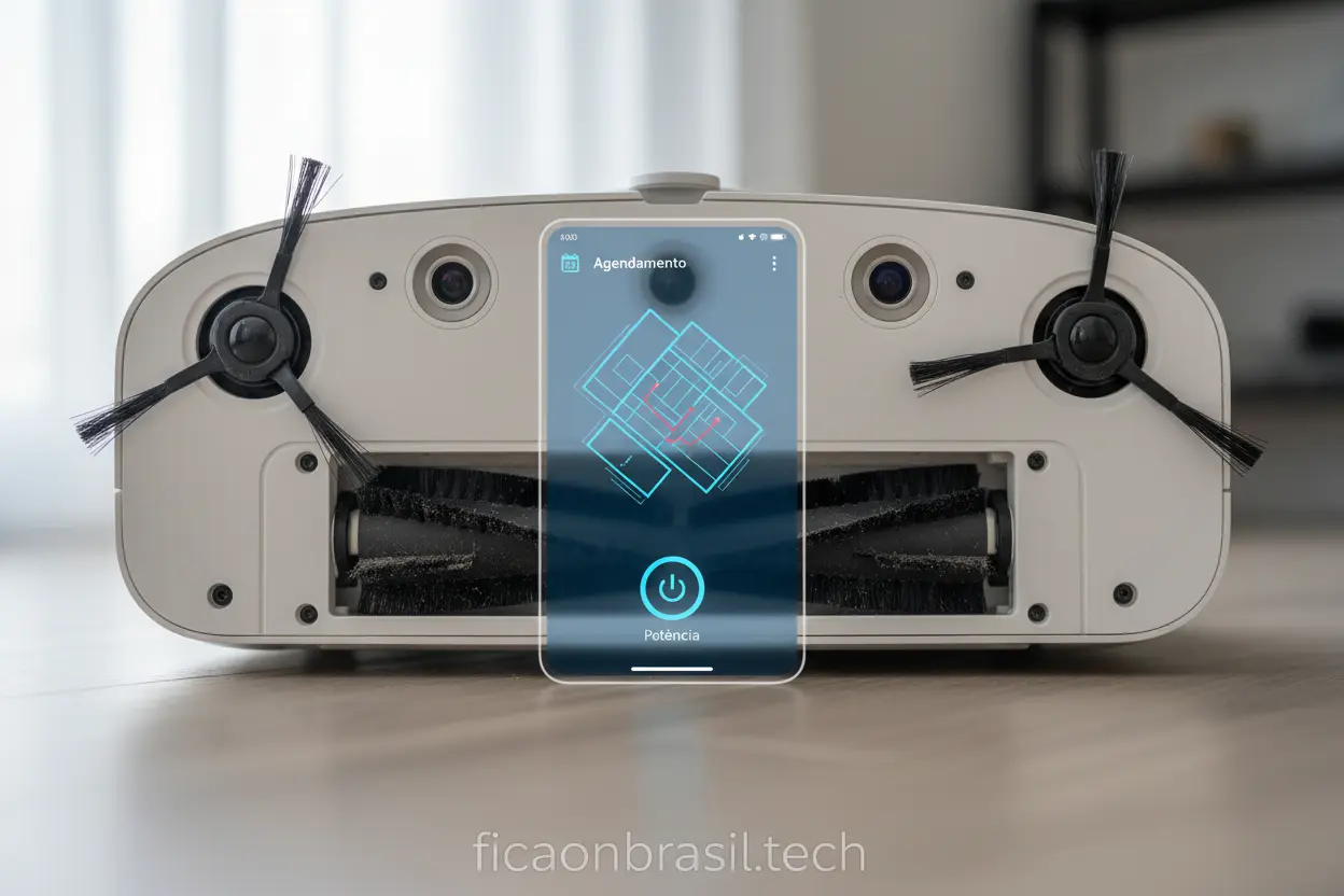 Pessoa relaxando com robô aspirador inteligente