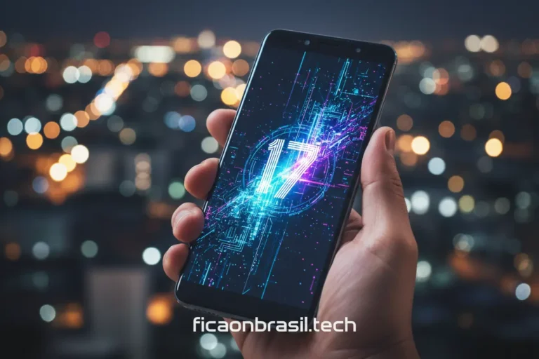 Smartphone futurista representando o iPhone 17 lançamento.