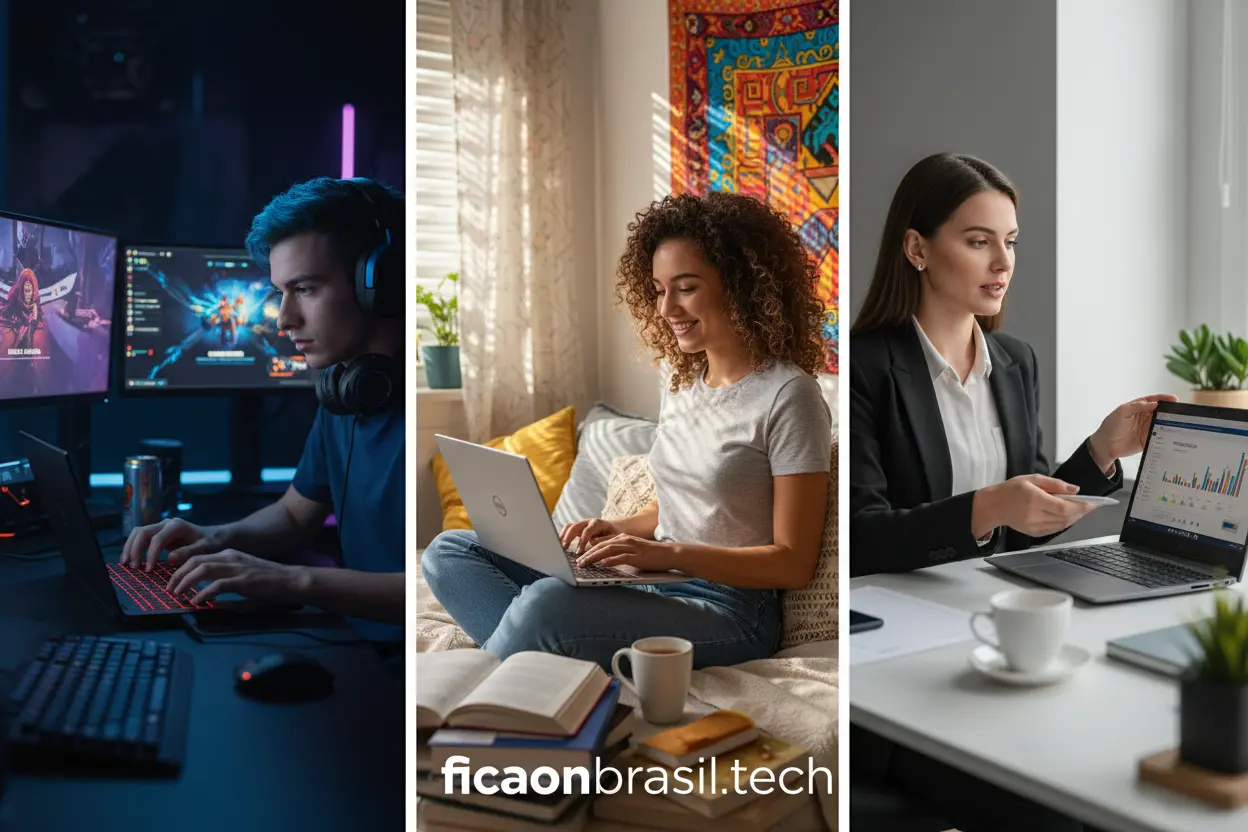 Comparação de linhas de notebook Dell para diversos usuários