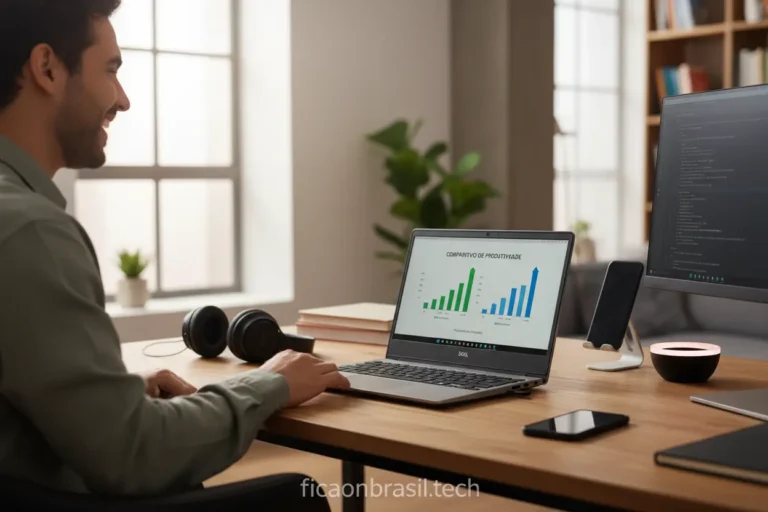 Pessoa comparando modelos de notebook Dell em tela