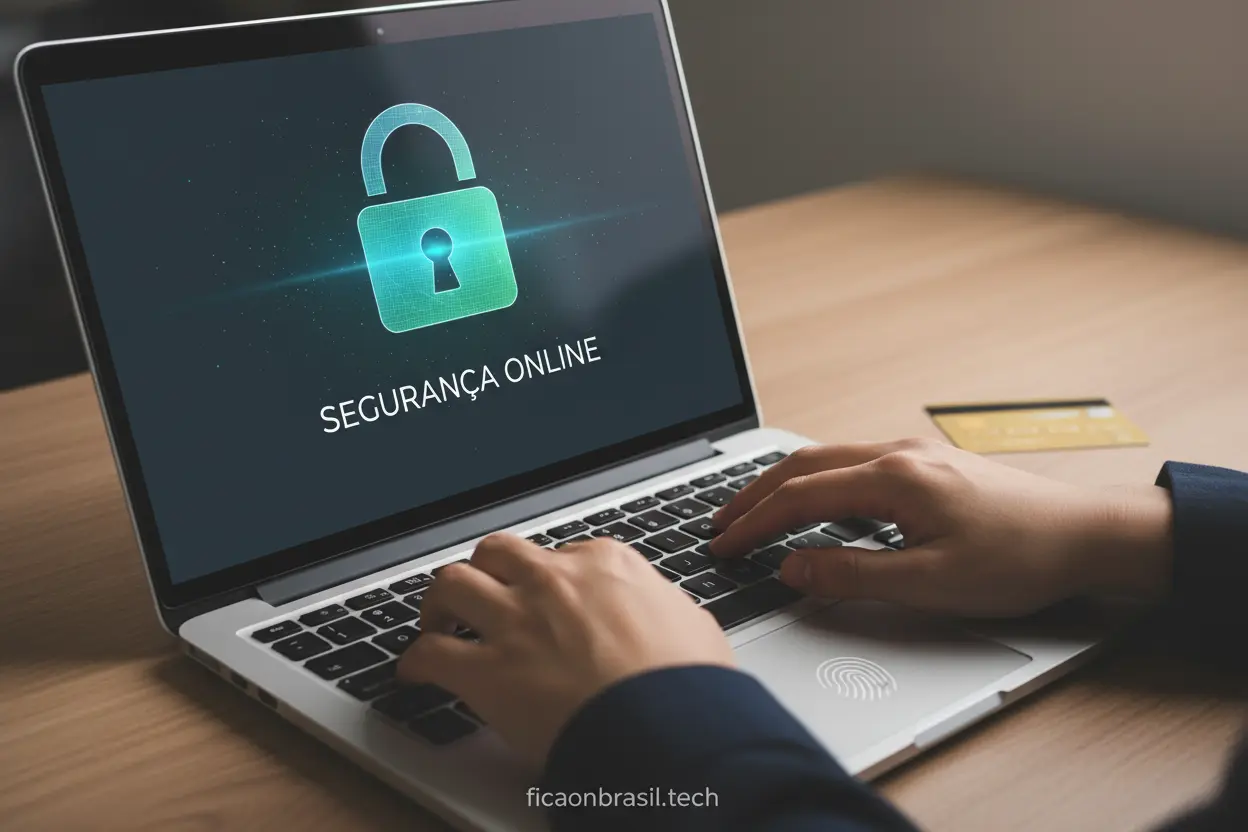 Cadeado na tela do computador para compras seguras