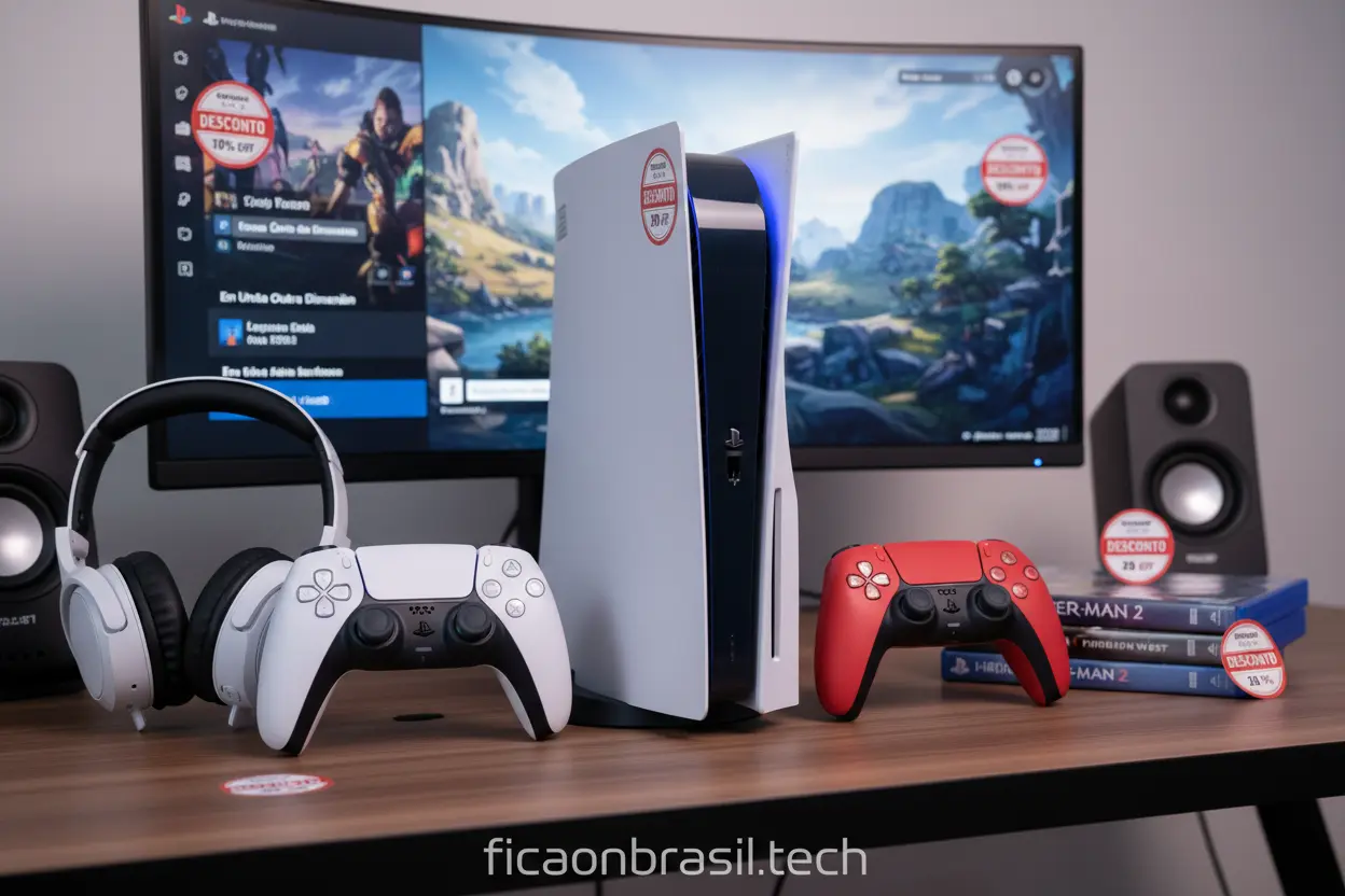 PS5 promoção de acessórios e jogos