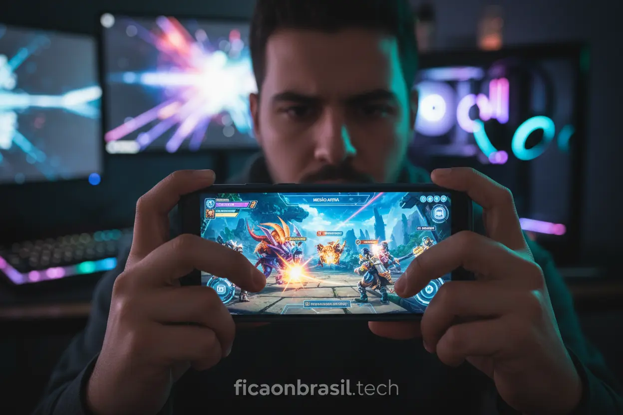 Homem jogando em smartphone POCO X7 Pro 5G RAM
