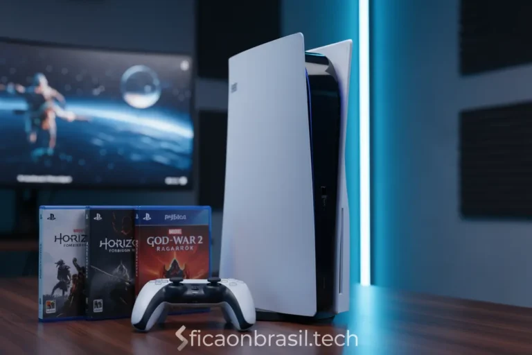Console Sony PS5 em sala de jogos