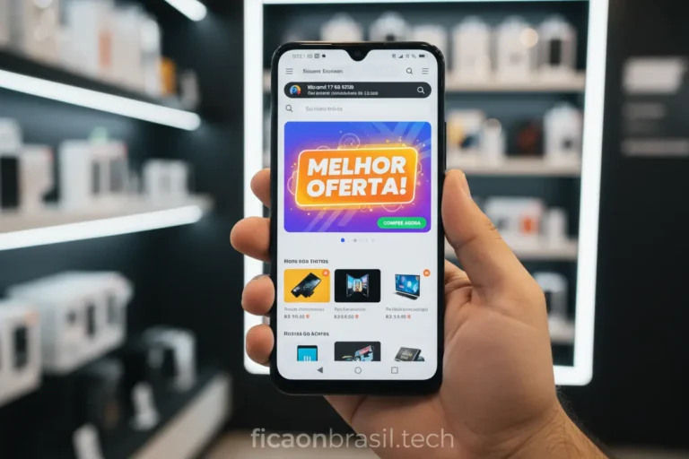 Mão segurando Xiaomi 17 5G 512GB com oferta na tela